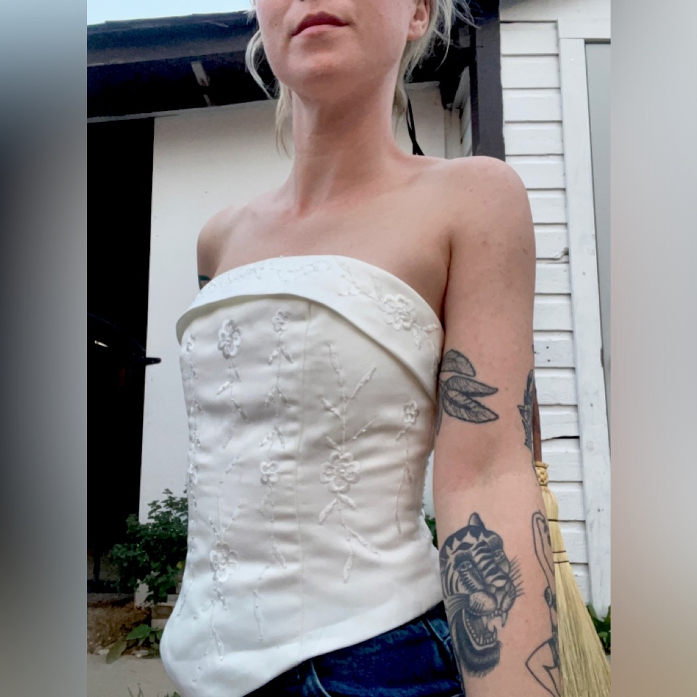 Strapless tie back bridal top